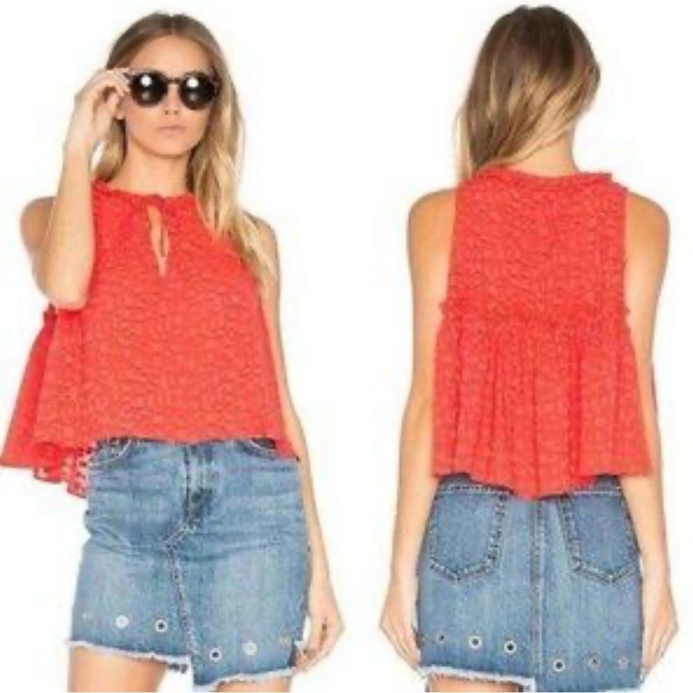 NWT IRO Ragnhild Sleeveless Textured Boxy Top, Size 42 US 10, Color Red/Orange